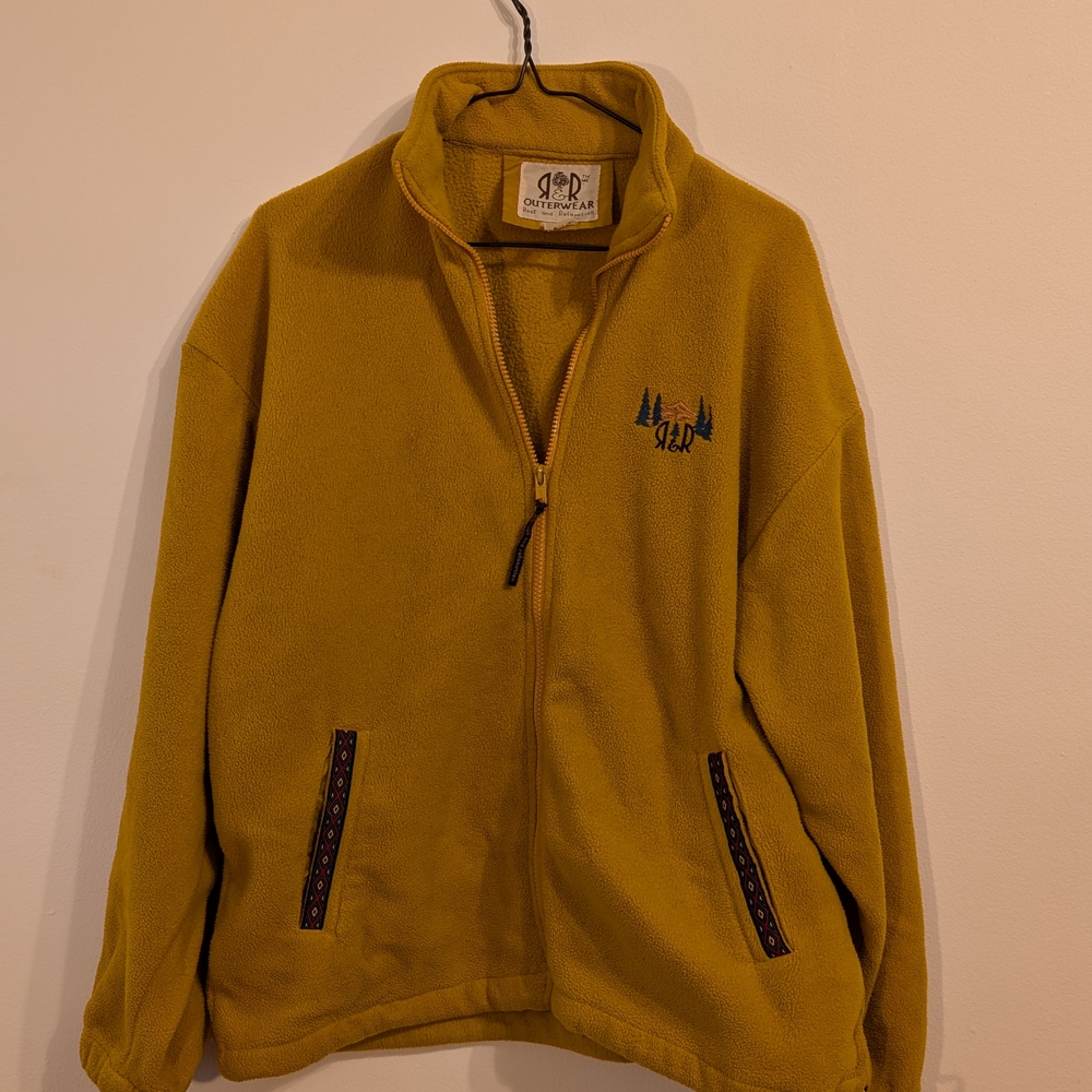 Yellow Fleece Jacket with Embroidered Logo